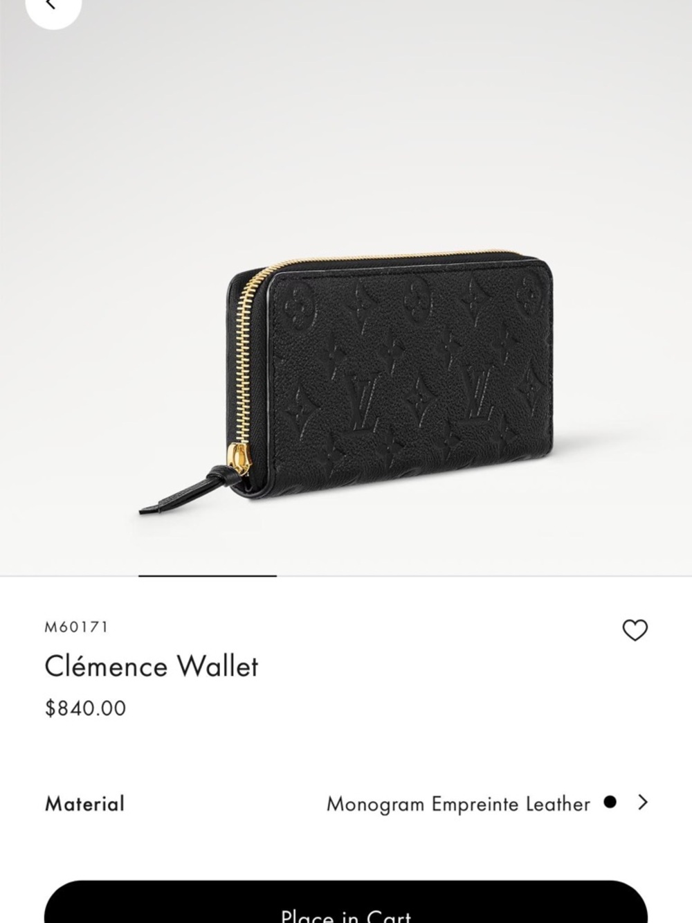 Louis Vuitton Black Monogram Empreinte Zip Around Clémence Wallet